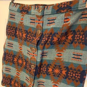Native Print Wool Skirt